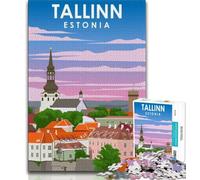Puzzle per adulti e ragazzi 1000 pezzi Tallinn Estonia Viaggi Arte, giocattoli Giochi educativi Antistress Collezione di artisti, Belle arti (38x26cm)