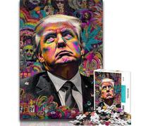 Puzzle per adulti e ragazzi 1000 pezzi Trump-p Graffiti, giocattolo educativo intellettuale decomprimente, ideale come regalo per tutta la famiglia, 75x50cm