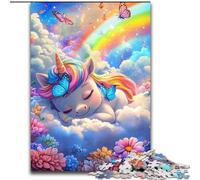 Puzzle per adulti e ragazzi 1000 pezzi Unicorno arcobaleno per bambini, gioco intellettuale giocattolo che rafforza l'amore tra coppie per età 14+ 26x38cm