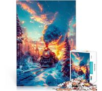 Puzzle per adulti e ragazzi 1000 pezzi Vecchio treno sui binari Fatto di cartone Adatto a persone dai 14 anni in su Assemblaggio del modello Giocattoli da regalo misurare：38x52cm