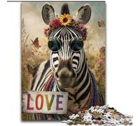 Puzzle per adulti e ragazzi 1000 pezzi Zebra arcobaleno, gioco intellettuale giocattolo che rafforza l'amore tra coppie per età 14+ 26x38cm