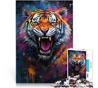 Puzzle per adulti e ragazzi 2000 pezzi Murale di graffiti di tigre Fatto di carta,per età pari o superiore a 14 anni Gioco intellettuale con poster e foglio del quiz abbinati。misurare:70x100cm