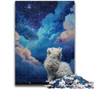 Puzzle per adulti e ragazzi da 1000 pezzi Gatto che guarda le stelle, gioco stimolante e gioco per famiglie con pezzi completamente interconnessi di forma casuale 50X75CM