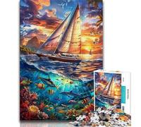 Puzzle per adulti e ragazzi Nave che naviga nell'oceano 1000 pezzi per adulti giochi divertenti Ogni pezzo è unico - Gioco divertente e stimolante per tutta la famiglia 75x50cm