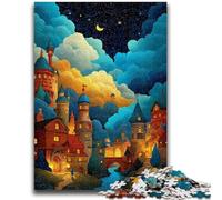 Puzzle per adulti e ragazzi, puzzle da 1000 pezzi, città sotto il cielo notturno, aiuta il cervello a esercitare i giocattoli avvincenti per coltivare la pazienza, decorazione da parete 26x38cm