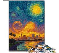Puzzle per adulti e ragazzi, puzzle da 1000 pezzi, città sotto il cielo notturno, allena il tuo cervello e le tue mani, regali di compleanno unici per età 14+, 50x75cm