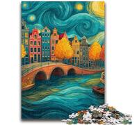 Puzzle per adulti e ragazzi, puzzle da 1000 pezzi, città sotto il cielo notturno, giocattolo educativo intellettuale decomprimente, fantastici regali e giocattoli, 50x75cm