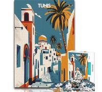 Puzzle per adulti e ragazzi, puzzle da 1000 pezzi, colori di Tunisi, giochi educativi, decorazione per la casa, gioco educativo per compleanno e Natale (75x50cm)