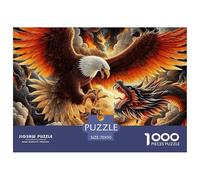 Puzzle per adulti Eagle per la decompressione: Aquila e drago in uno scontro infuocato Gioco educativo Sfida Decorazione murale 70x50cm/1000 pezzi