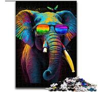 Puzzle per adulti "Elefante con occhiali da sole" da 1000 pezzi, antistress, per ammazzare il tempo in casa, per migliorare l'amore tra coppie (26x38cm)