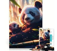 Puzzle per adulti "Famiglia di panda nella foresta di bambù", 1000 pezzi, gioco per allenare la mente, rilassante e divertente, idea regalo per le vacanze (38x52cm)