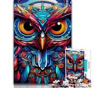Puzzle per adulti Fantasy Art Owl 1000 pezzi, difficili, giocattoli educativi per l'apprendimento, giochi per famiglie con poster abbinato e foglio di quiz (50x75cm)