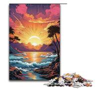 Puzzle per adulti Fantasy Beach at Sunset Jigsaw 1000 pezzi Puzzle in legno per bambini dai 12 anni in su Gioco impegnativo 1000 pezzi (38x26 cm)