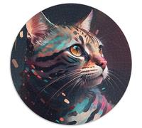 Puzzle per adulti Fantasy Cat 1000 pezzi, puzzle rotondo da 1000 pezzi, livello di abilità principiante, ottimo come regalo di compleanno e per le feste, 67,5x67,5 cm