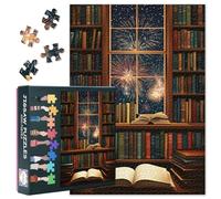 Puzzle per adulti Fantasy Library, puzzle per adulti 1000 - Vintage Bookshelf Art, Hard Impossible Puzzle 60 x 50 cm, giochi educativi per famiglia, festa di compleanno idea regalo