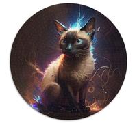 Puzzle per adulti Fantasy Siamese Cat 1000 pezzi, puzzle rotondo da 1000 pezzi, livello di abilità principiante, ottimo come regalo di compleanno e per le feste, 67,5x67,5 cm