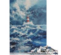 Puzzle per adulti Faro nella tempesta 1000 pezzi Puzzle in legno per adulti e dai 18 anni in su Gioco educativo 1000 pezzi (75x50 cm)