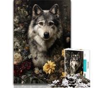 Puzzle per adulti "Fiori e lupi" da 1000 pezzi, per ammazzare il tempo in vacanza Ogni pezzo è unico Gioco stimolante e divertente per tutta la famiglia, 50x75cm