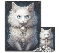 Puzzle per adulti Fluffy White Kitten da 1000 pezzi, puzzle impegnativi per famiglie, attività divertenti, sfida mentale, regalo perfetto per adolescenti, 50x75cm/19,68x29,52 pollici
