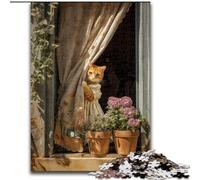 Puzzle per adulti "Gatto alla finestra" 1000 pezzi, per ammazzare il tempo durante le vacanze a casa Ogni pezzo è unico Gioco stimolante e divertente per tutta la famiglia (50x75cm)