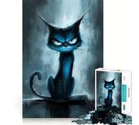 Puzzle per adulti "Gatto Blu Arrabbiato" da 1000 pezzi,gioco di divertimento mentale con tecnologia di taglio laser avanzata,sfida divertente per il tempo di attesa (50x75cm)
