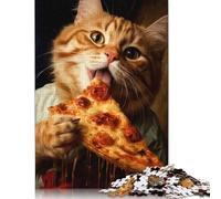 Puzzle per adulti "Gatto che mangia pizza", 1000 pezzi, gioco fai da te, puzzle per adulti per donne e bambini, 1000 pezzi (75x50 cm)