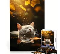 Puzzle per adulti "Gatto nel riflesso dell'acqua" da 1000 pezzi, per sviluppare la memoria, per un divertimento rilassante, con bordi netti e un regalo memorabile (38x52cm)
