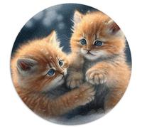 Puzzle per adulti "Gatto nella neve", 1000 pezzi, puzzle rotondo, attività per famiglie, rompicapo, decorazione per la casa, regalo di Natale, 67,5x67,5 cm.