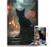 Puzzle per adulti "Gatto nero nella città asiatica" da 1000 pezzi, gioco di apprendimento e sfida mentale, sorpresa premurosa per le celebrazioni, dimensioni 38x26cm