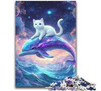 Puzzle per adulti "Gatto su un delfino", 1000 pezzi, difficile, modello da assemblare, attività divertenti da fare a casa, regalo di compleanno, regalo da viaggio (38x52cm)
