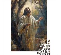 Puzzle per Adulti Gesù in Preghiera nella Foresta: Gesù nella Luce della Foresta Gioco Stimolante e Sfidante per Decorazione Parete 38x26cm/1000 pezzi