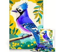 Puzzle per adulti "Ghiandaia Blu Indaco su Ramo d'Albero" con 1000 pezzi, per stimolare la creatività e il relax, ideale come regalo (38x26cm)
