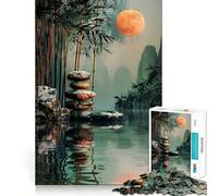 Puzzle per adulti "Giardino Zen Luna" da 1000 pezzi,gioco di memoria,taglio di alta precisione,attività creativa per momenti di tranquillità ed esercizio mentale a casa (38x26cm)