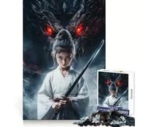 Puzzle per adulti "Giovane Samurai e Drago" da 1000 pezzi, per stimolare la mente, rilassante e rigenerante, con bordi uniformi Il regalo perfetto (38x52cm)