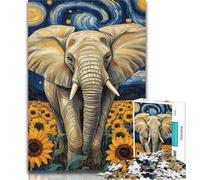 Puzzle per adulti Girasole Elefante 1000 pezzi Puzzle per adolescenti Regali, Giochi educativi Decorazione per la casa Collezione di artisti, Belle arti 50x75cm