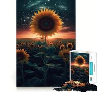 Puzzle per adulti Girasole Terra Spazio 1000 pezzi Per rafforzare la memoria Tranquillo Calma Bordo pulito Arte da collezione 38x26cm