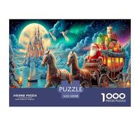 Puzzle per adulti "Giro in aereo di Babbo Natale" per la decompressione: Babbo Natale sulla carrozza trainata da cavalli, gioco educativo, decorazione da parete, 52x38 cm/1000 pezzi