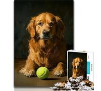 Puzzle per adulti Golden Retriever che gioca a tennis, 1000 pezzi, difficile, aiuta il cervello a esercitare, giocattoli avvincenti per coltivare la pazienza, ottimo regalo, 38x26cm