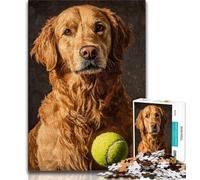 Puzzle per adulti Golden Retriever che gioca a tennis, 1000 pezzi, gioco educativo, decorazione da parete, compleanno e Natale, 38x26cm