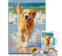 Puzzle per adulti Golden Retriever che gioca a tennis puzzle da 1000 pezzi per adulti e adolescenti arte a carboncino per ammazzare il tempo in casa decorazione per la casa 75x50cm