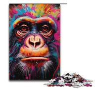 Puzzle per adulti gorilla colorati 1000 pezzi puzzle in legno per bambini dai 12 anni in su decorazione per la casa 1000 pezzi (38x26 cm)