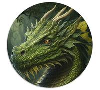 Puzzle per adulti Green Jungle Dragon, 1000 pezzi, puzzle rotondo da 1000 pezzi, colorato, decorazione per la casa e gioco interattivo per famiglie, (dimensioni 67,5x67,5 cm)