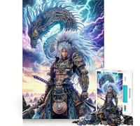 Puzzle per adulti "Guerriero con drago e fulmine" 1000 punti sfida Struttura a incastro precisa Facile da imparare Divertimento per tutta la famiglia (38x26cm)