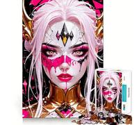 Puzzle per adulti "Guerriero dai capelli rosa con maschera", 1000 pezzi, gioco di logica, hobby silenzioso, taglio perfetto, regalo elegante (38x52cm)