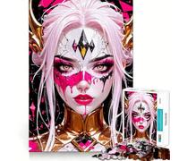 Puzzle per adulti "Guerriero dai capelli rosa con maschera", 1000 pezzi, rompicapo, rilassante, con schema di montaggio, ideale come regalo di Babbo Natale (50x75cm)