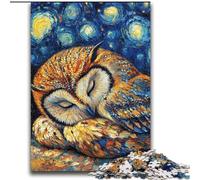 Puzzle per adulti Gufo Cielo notturno Difficile da completare ma divertente e umoristico Arredamento e regali unici per la casa 70x100cm