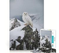 Puzzle per adulti "Gufo delle nevi sulla cima di una montagna", 1000 pezzi, stimola la memoria, divertente da assemblare, oggetto da collezione (50x75cm)