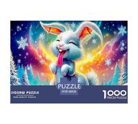 Puzzle per adulti Happy Bunny da 1000 pezzi: gioco educativo con coniglietto che tira fuori la lingua, adatto per la decompressione, 38x26 cm/1000 pezzi