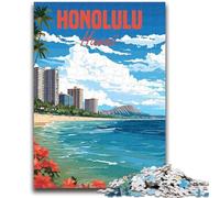 Puzzle per adulti Honolulu Hawaii 1000 pezzi, regalo di compleanno per ammazzare il tempo in casa, regali, arte murale per 14+ pezzi (50x75cm)