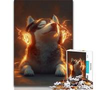 Puzzle per adulti Husky con le cuffie, puzzle da 1000 pezzi per adolescenti, giochi educativi, decorazioni per la casa, ideali come regalo per tutta la famiglia (38x26cm)